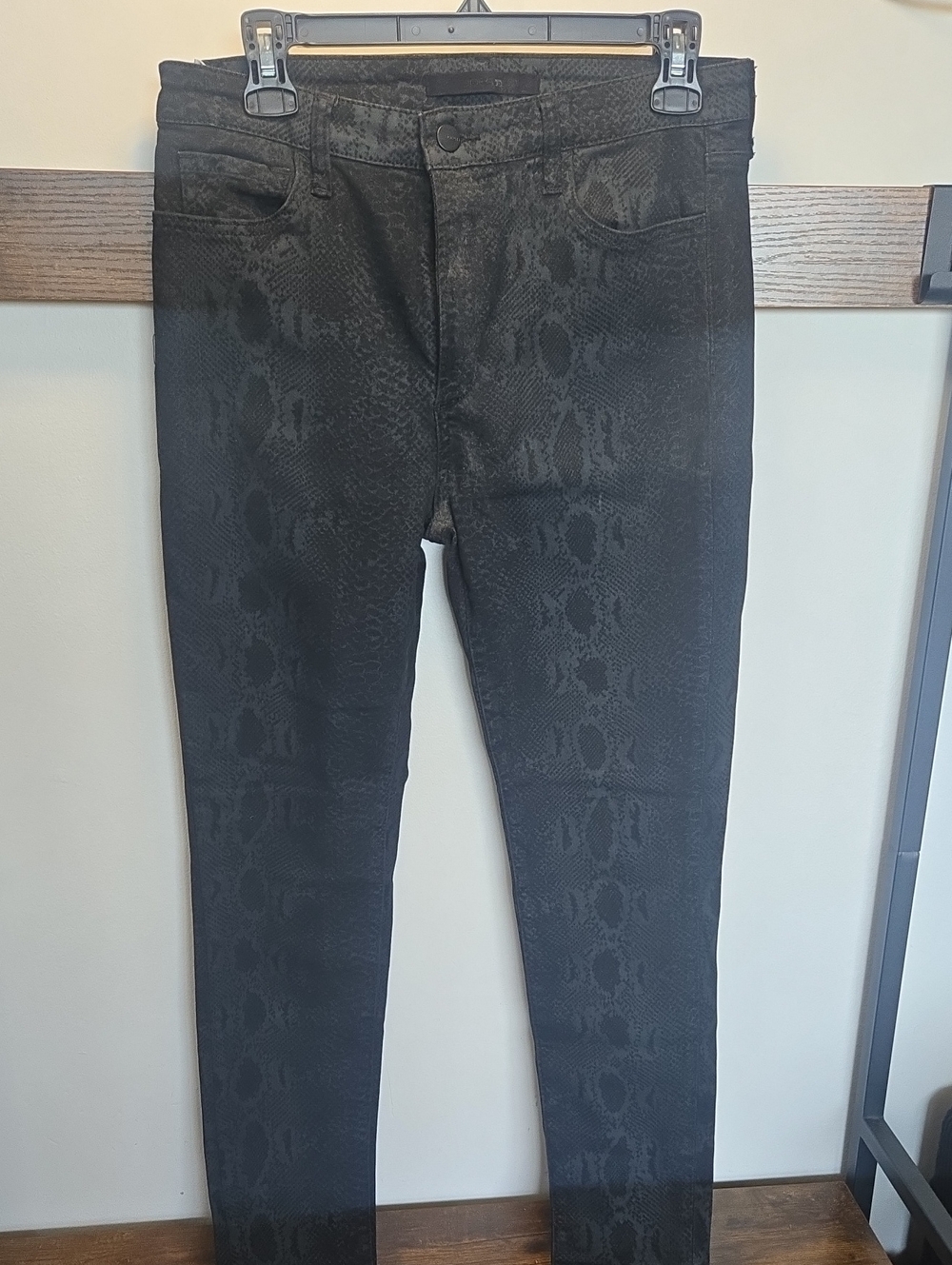 Joe's Jeans Black Snake-Texture Skinny 'The Charlie' High Rise Skinny Ankle